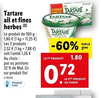 Lidl Tartare Ail Et Fines Herbes offre