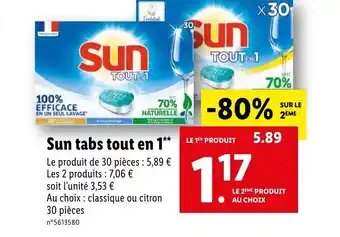 Lidl Sun Tabs Tout En 1 offre
