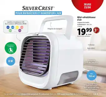 Lidl Silver Crest Mini-Rafraîchisseur d'Air offre