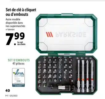 Lidl Set de Clé à Cliquet Ou d'Embouts offre