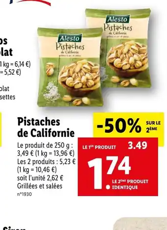 Lidl Pistaches de Californie offre