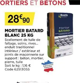 Bricomarché Mortier Batard Blanc 25kg offre