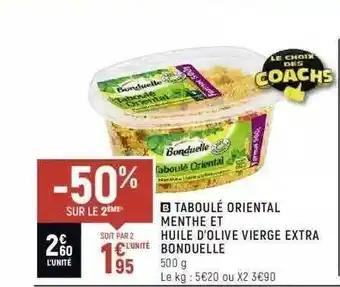Spar Taboulé Oriental Menthe Et Huile D'olive Vierge Extra Bonduelle offre