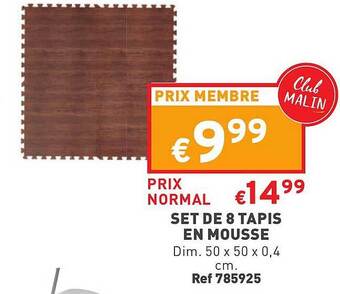 Trafic Set De 8 Tapis En Mousse offre