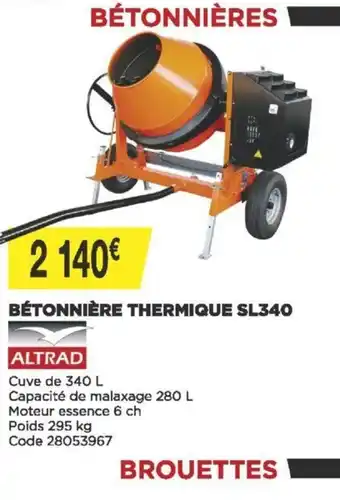 Bricomarché Bétonnière Thermique SL340 offre