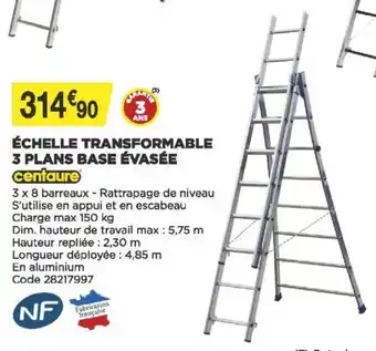 Bricomarché Échelle Transformable 3 Plans Base Évasée offre