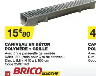 Caniveau En Béton Polymère+ Grille
