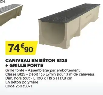 Bricomarché Caniveau En Béton B125 + Grille Fonte offre