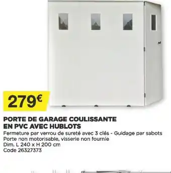 Bricomarché Porte de Garage Coulissante En Pvc Avec Hublots offre