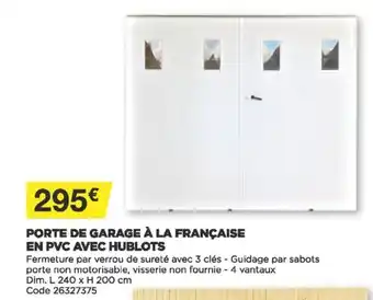 Porte de Garage à La Française En Pvc Avec Hublots