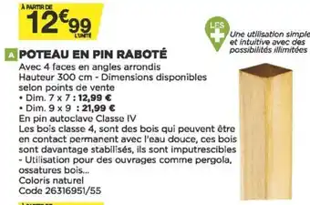 Poteau En Pin Raboté
