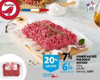 Auchan VIANDE HACHÉE PUR BOEUF offre