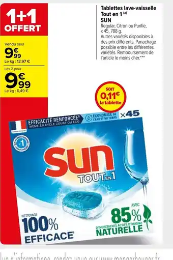 Carrefour Market Sun Tablettes Lave-Vaisselle Tout En 1 offre