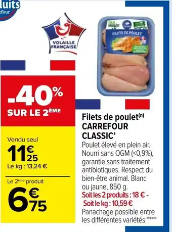 Carrefour Market Filets de Poulet Carrefour Classic offre