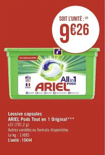 Casino Supermarchés Lessive capsules ARIEL offre