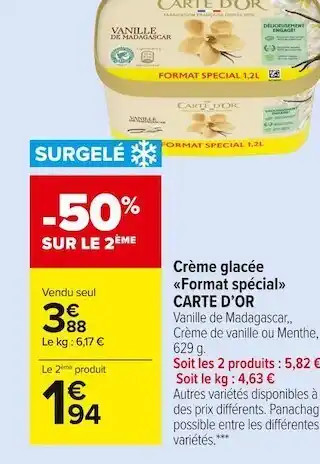 Carrefour Market Carte d’or crème glacée format spécial offre