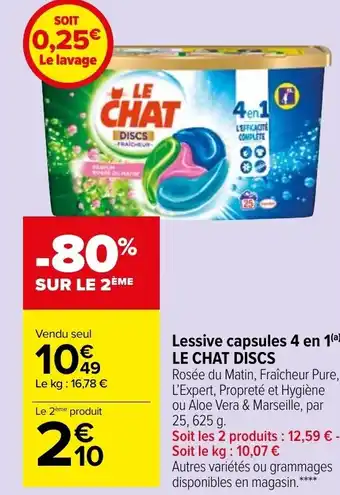 Carrefour Market LE CHAT DISCS lessive capsules 4 en 1 offre