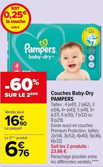 Carrefour Market PAMPERS couches baby-dry offre