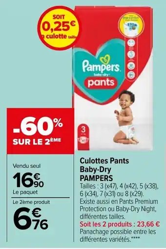 Carrefour Market PAMPERS culottes pants baby-dry offre