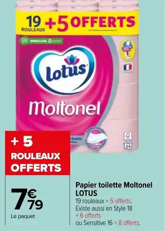 Carrefour Market LOTUS papier toilette moltonel offre