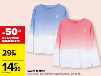 Carrefour Sweat femme offre