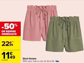 Carrefour Short femme offre