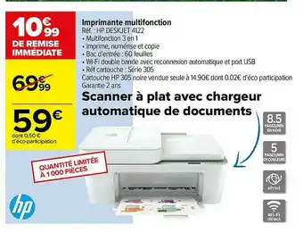 Carrefour Imprimante Multifonction Hp Deskjet 4122 offre
