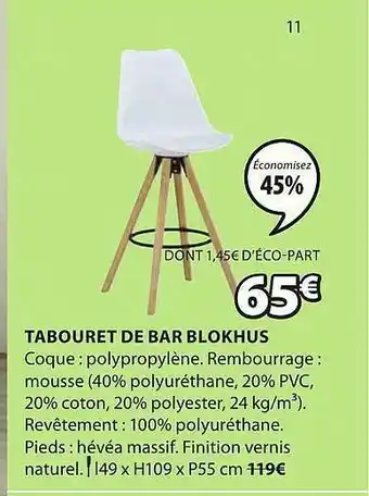 JYSK Tabouret De Bar Blokhus offre