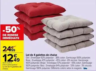 Carrefour Lot de 4 galettes de chaise offre
