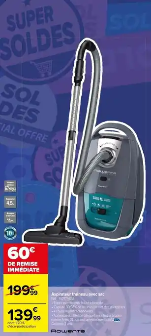 Carrefour Aspirateur traineau avec sac offre
