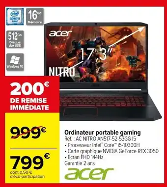 Carrefour ACER ordinateur portable gaming offre