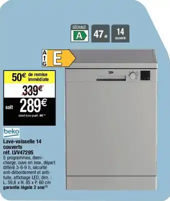 Migros BEKO lave-vaisselle 14 couverts offre