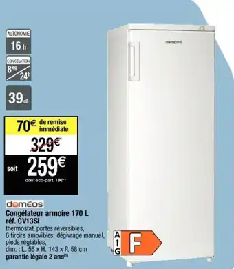 DOMEOS congélateur armoire 170 L