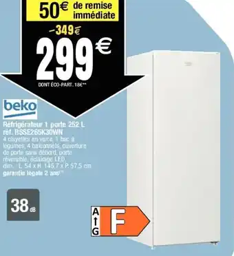 Migros BEKO réfrigérateur 1 porte 252 L offre