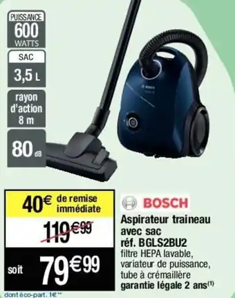 Migros BOSCH aspirateur traineau avec sac offre