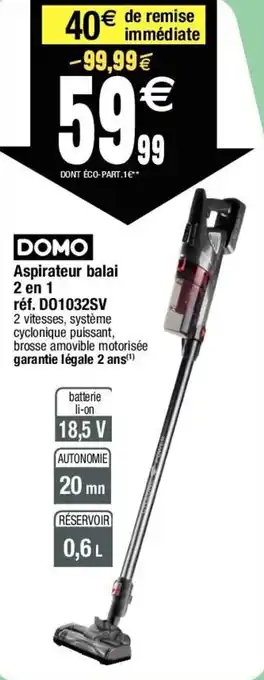 DOMO aspirateur balai 2 en 1