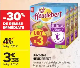 Carrefour HEUDEBERT biscottes offre