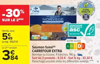 Carrefour CARREFOUR EXTRA saumon fumé offre