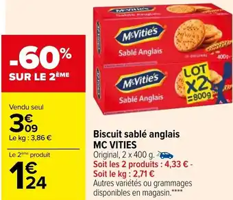 Carrefour MC VITIES biscuit sablé anglais offre