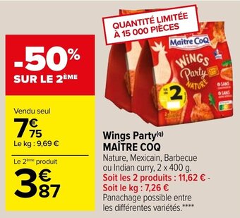 Carrefour MAITRE COQ wings party offre