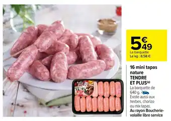 Carrefour TENDRE ET PLUS 16 mini tapas nature offre