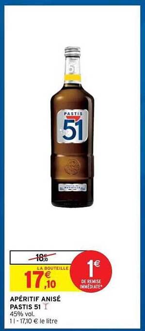 Intermarché Hyper Apéritif Anisé Pastis 51 offre