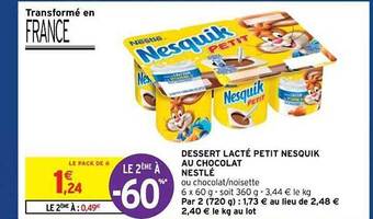 Intermarché Hyper Dessert Lacté Petit Nesquik Au Chocolat Nestlé offre
