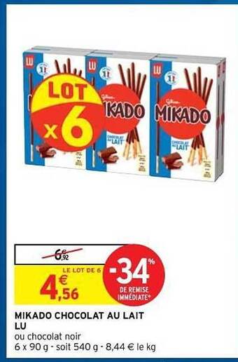 Intermarché Hyper Mikado Chocolat Au Lait Lu offre