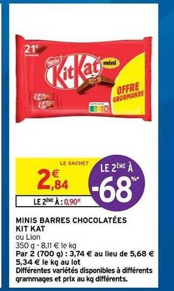 Intermarché Hyper Minis Barres Chocolatées Kit Kat offre