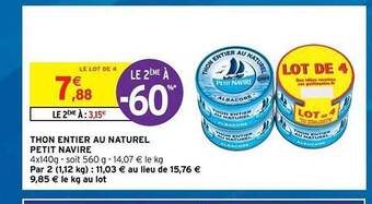 Intermarché Hyper Thon Entier Au Naturel Petit Navire offre
