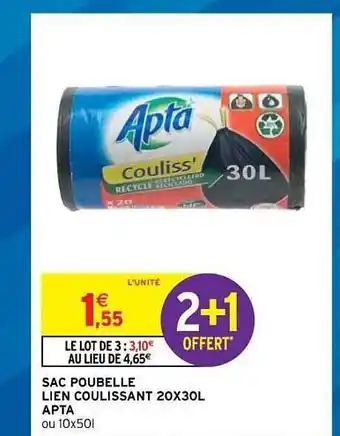 Intermarché Hyper Sac Poubelle Lien Coulissant 20 X 30l Apta offre