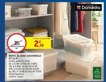 Intermarché Hyper Boîte 2l Avec Couvercle Et Clip Domédia offre