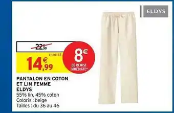 Intermarché Hyper Pantalon En Coton Et Lin Femme Eldys offre