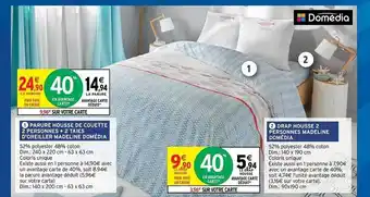 Intermarché Hyper Parure Housse De Couette 2 Personnes + 2 Taies D'oreiller Madeline Domédia, Drap Housse 2 Personnes Madeline Domédia offre
